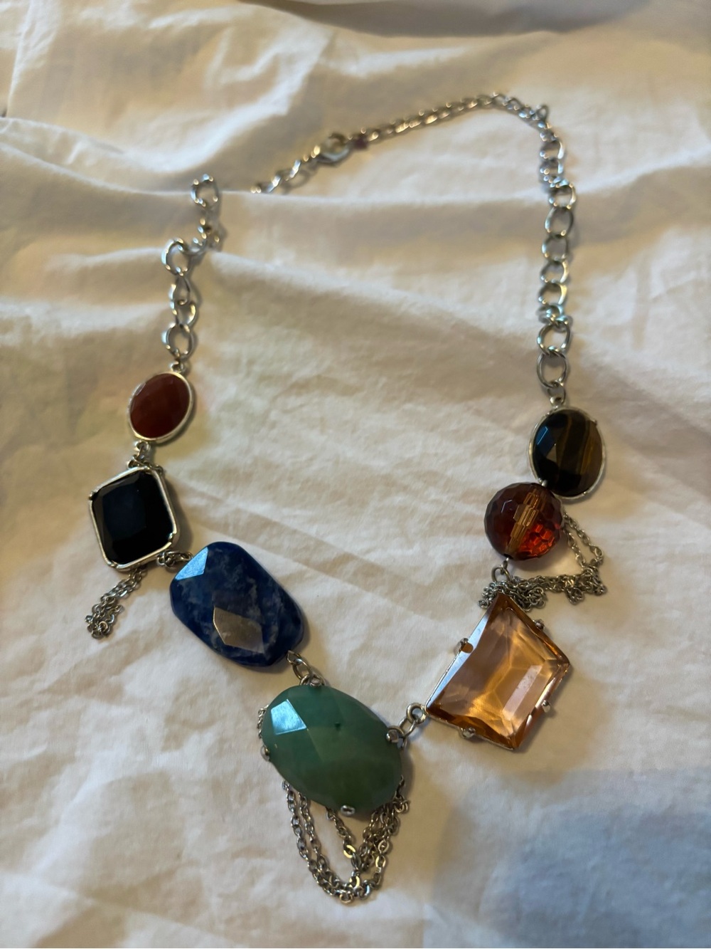 Source Unknown Multistone Necklace — Blue, Green, Amber, Black, Brown